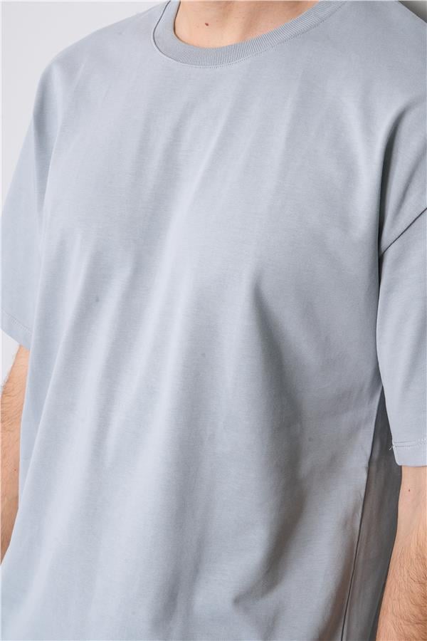 Çetinkaya Mentality 3893 Bisiklet Yaka 30/2 Süprem Loose Fit T-shirt Açık Gri