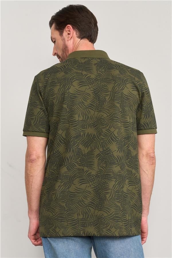 Çetinkaya Mentality 4133 Polo Yaka Rejenere Pike Metraj Baskı Regular T-Shirt Haki