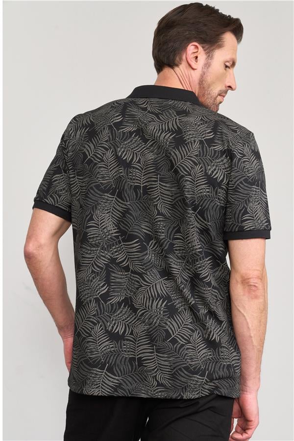 Çetinkaya Mentality 4133 Polo Yaka Rejenere Pike Metraj Baskı Regular T-Shirt Siyah