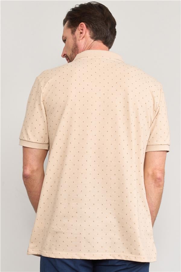 Çetinkaya Mentality 4134 Polo Yaka Rejenere Pike Metraj Baskı Regular T-Shirt Vizon