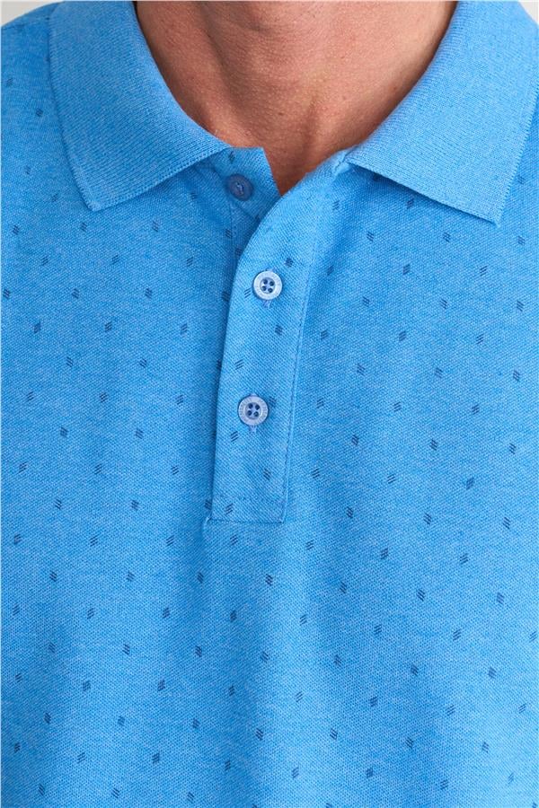 Çetinkaya Mentality 4134 Polo Yaka Rejenere Pike Metraj Baskı Regular T-Shirt Açık Mavi