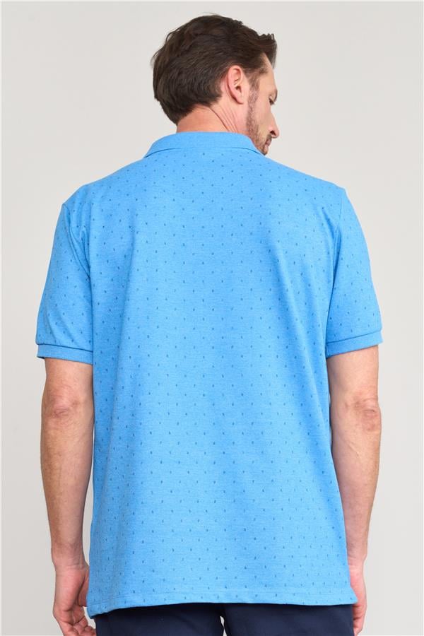 Çetinkaya Mentality 4134 Polo Yaka Rejenere Pike Metraj Baskı Regular T-Shirt Açık Mavi