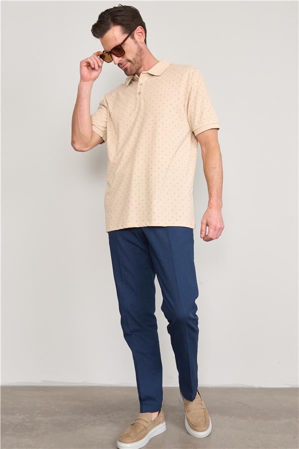 Çetinkaya Mentality 4134 Polo Yaka Rejenere Pike Metraj Baskı Regular T-Shirt Vizon