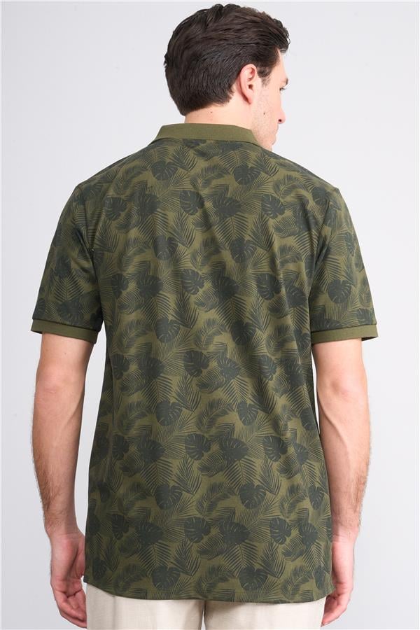 Çetinkaya Mentality 4138 Polo Yaka Rejenere Pike Metraj Baskı Regular T-Shirt Haki