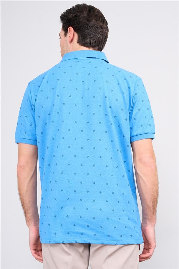 Çetinkaya Mentality 4139 Polo Yaka Rejenere Pike Metraj Baskı Regular T-Shirt Açık Mavi