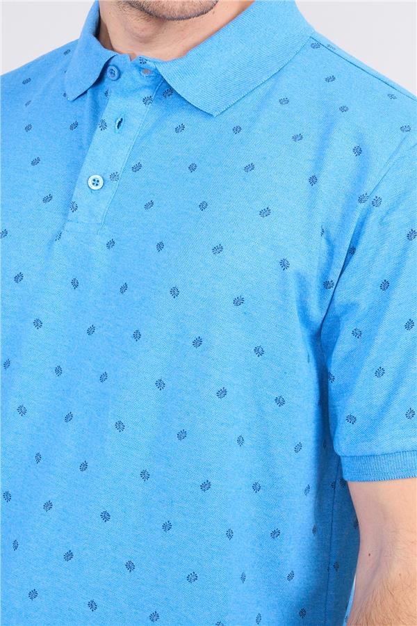 Çetinkaya Mentality 4139 Polo Yaka Rejenere Pike Metraj Baskı Regular T-Shirt Açık Mavi