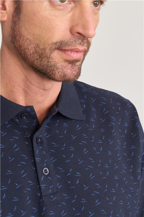 Çetinkaya Mentality 4140 Polo Yaka Rejenere Pike Metraj Baskı Regular T-Shirt Lacivert