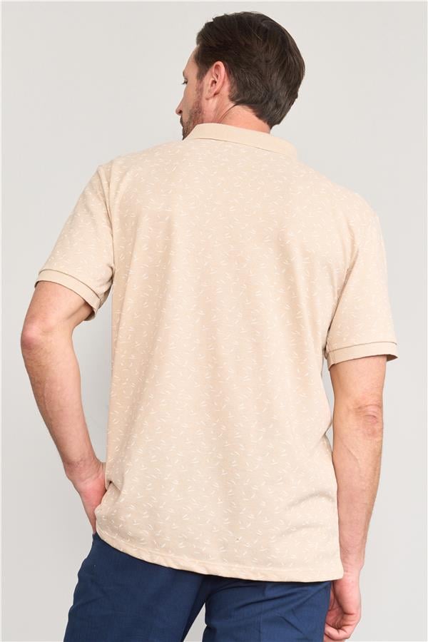 Çetinkaya Mentality 4140 Polo Yaka Rejenere Pike Metraj Baskı Regular T-Shirt Vizon