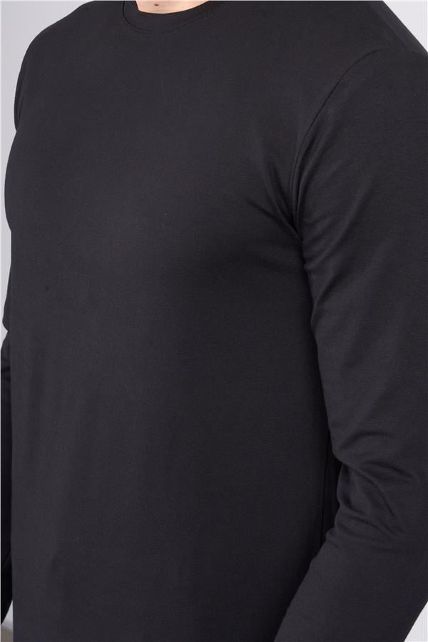 Çetinkaya Mentality 4199 Bisiklet Yaka Uzun Kol Süprem Slimfit Body Siyah