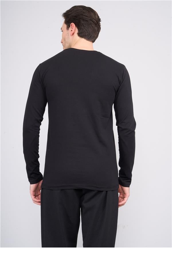 Çetinkaya Mentality 4199 Bisiklet Yaka Uzun Kol Süprem Slimfit Body Siyah
