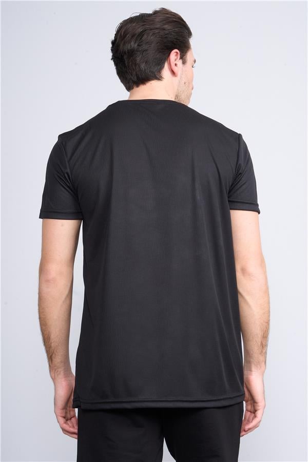 Çetinkaya Mentality 4226 Bisiklet Yaka Performans Slim Fit T-shirt Siyah
