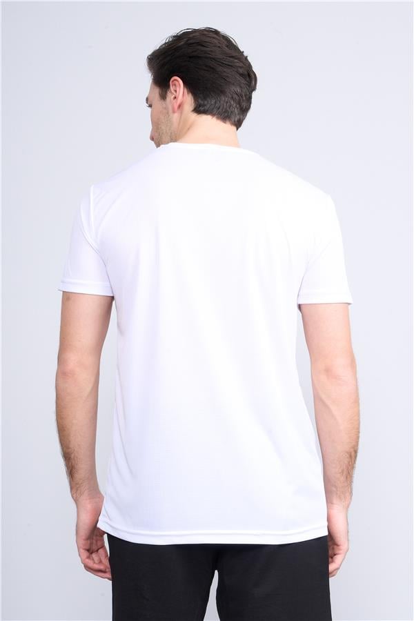Çetinkaya Mentality 4226 Bisiklet Yaka Performans Slim Fit T-shirt Beyaz
