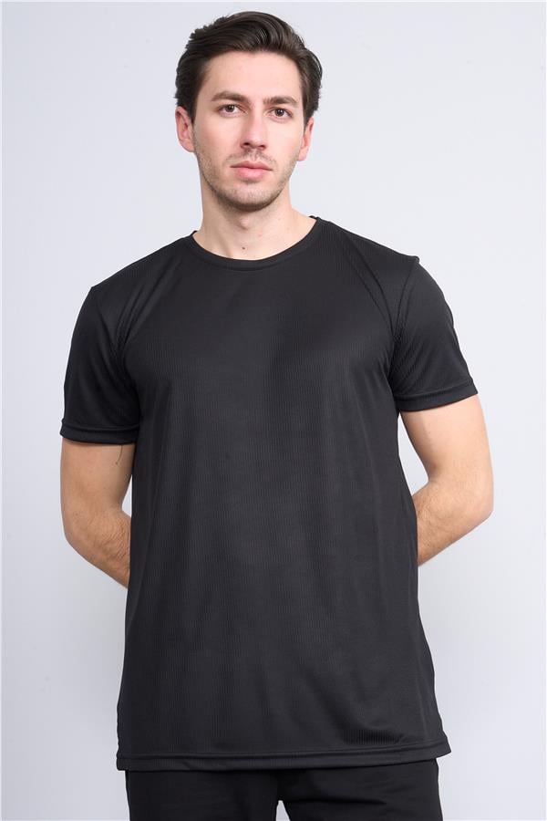 Çetinkaya Mentality 4226 Bisiklet Yaka Performans Slim Fit T-shirt Siyah