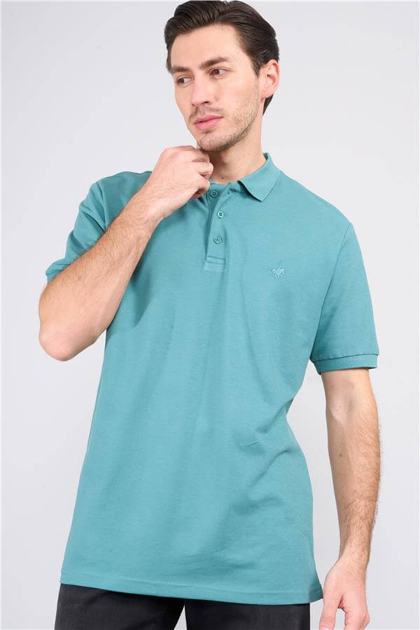 Chester Polo 2742-B Erkek Polo Yaka Pike T-Shirt Petrol %100 Pamuk