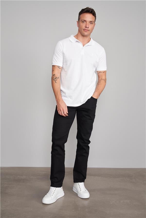 Chester Polo 2742-L Erkek Polo Yaka Pike T-Shirt Beyaz %100 Pamuk