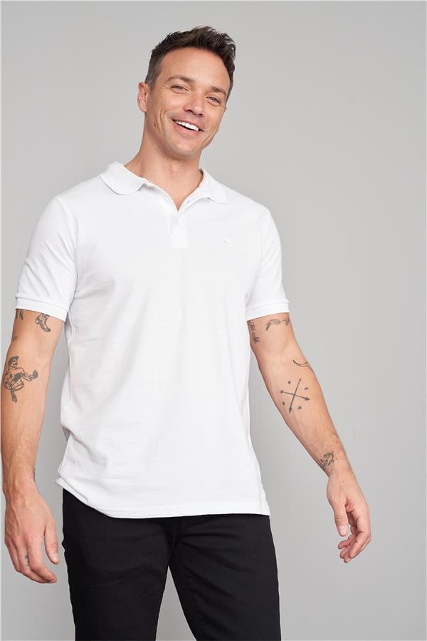 Chester Polo 2742-B Erkek Polo Yaka Pike T-Shirt Beyaz %100 Pamuk