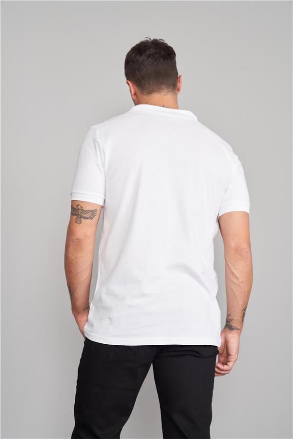 Chester Polo 2742-B Erkek Polo Yaka Pike T-Shirt Beyaz %100 Pamuk
