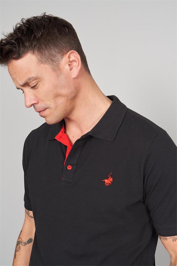 Chester Polo 3047-L Erkek Polo Yaka Penye Pike T-shirt Siyah