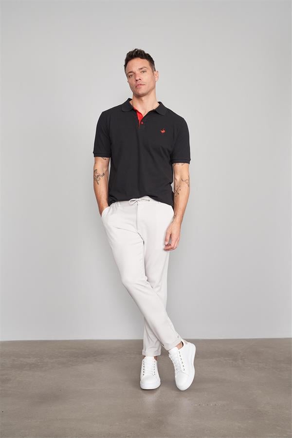 Chester Polo 3047-L Erkek Polo Yaka Penye Pike T-shirt Siyah