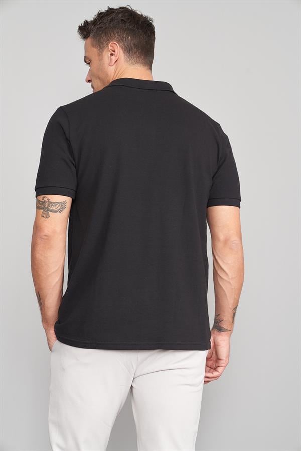 Chester Polo 3047-L Erkek Polo Yaka Penye Pike T-shirt Siyah