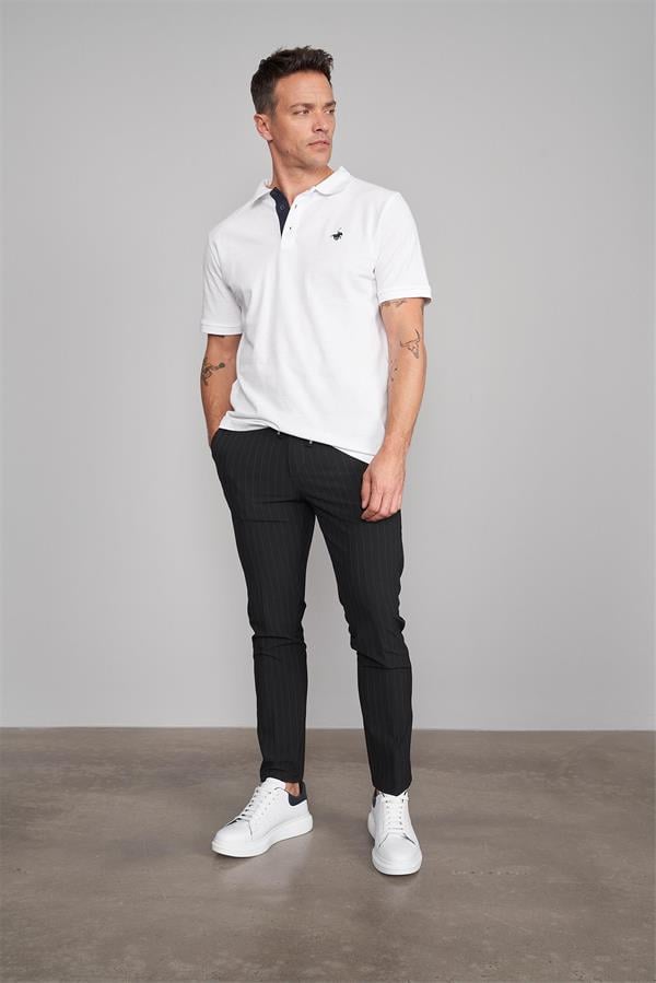 Chester Polo 3047-L Erkek Polo Yaka Penye Pike T-shirt Beyaz