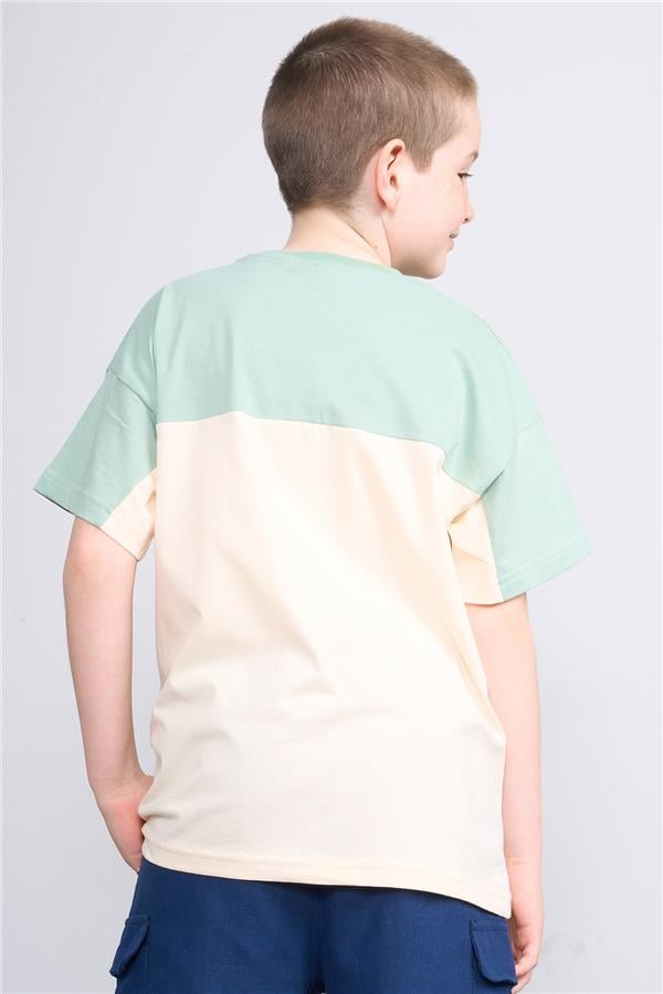 Chester Polo 32416 Erkek Çocuk Penye Cepli Bisiklet Yaka  T-shirt 4-12 Yaş Koyu Krem