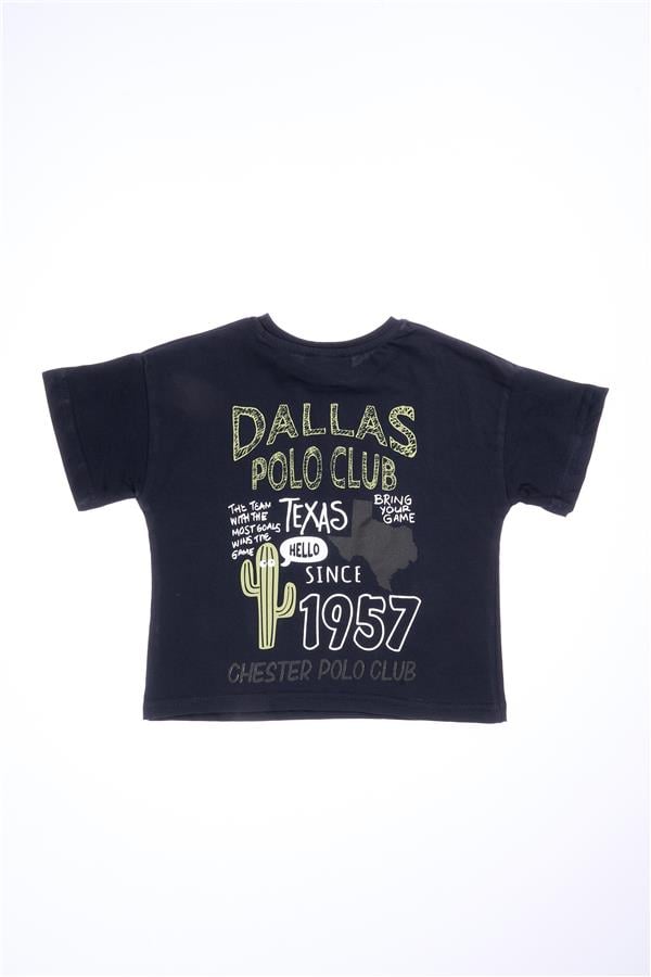 Chester Polo 32457 Erkek Çocuk Penye Baskılı  Bisiklet Yaka  T-shirt 4-12 Yaş  Lacivert