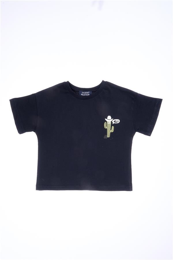 Chester Polo 32457 Erkek Çocuk Penye Baskılı  Bisiklet Yaka  T-shirt 4-12 Yaş  Lacivert