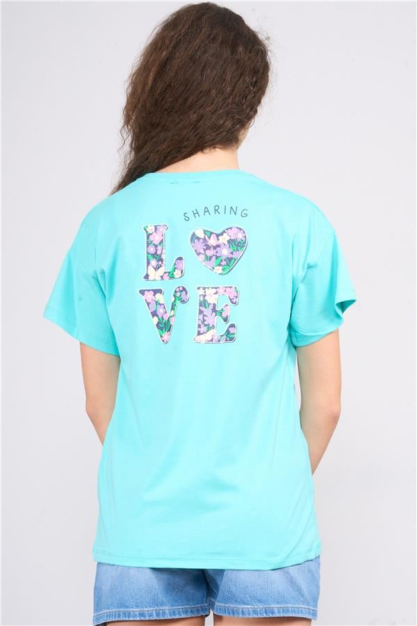 Chester Polo 32555 Kız Çocuk Penye Baskılı Bisiklet Yaka T-shirt 4-12 Yaş Sudaki Huşu