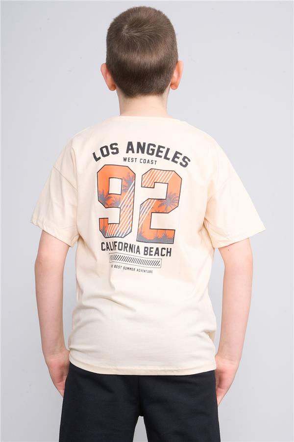 Chester Polo 32570 Erkek Çocuk Penye Baskılı Bisiklet Yaka T-shirt 4-12 Yaş Fil Dişi