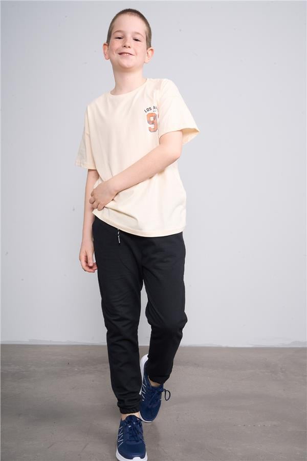 Chester Polo 32570 Erkek Çocuk Penye Baskılı Bisiklet Yaka T-shirt 4-12 Yaş Fil Dişi
