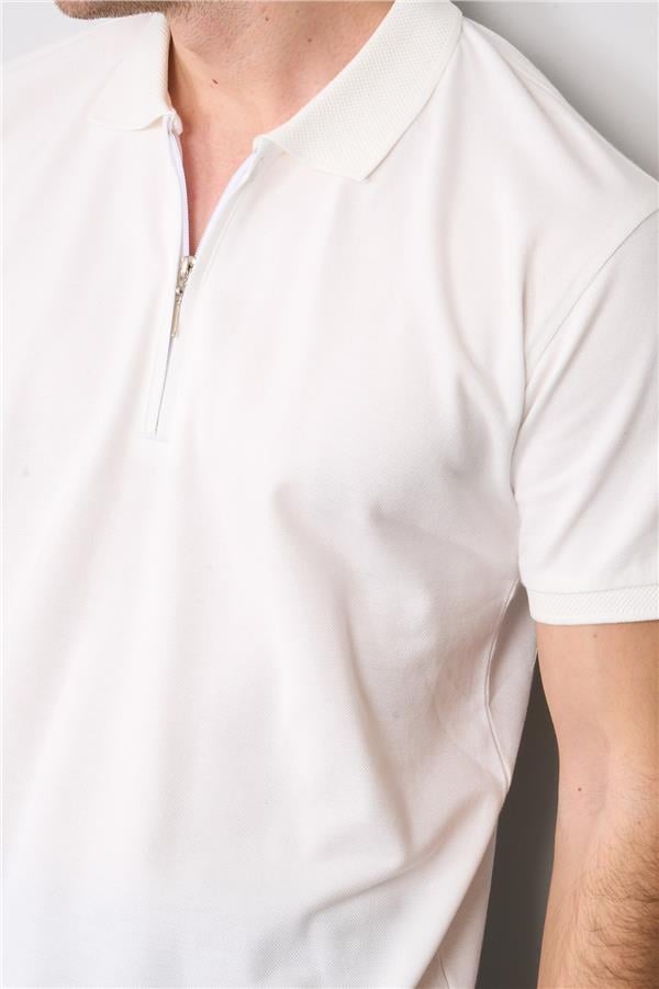 Chester Polo 3872 Erkek Polo Yaka 30/1 Penye Pike T-shirt Krem