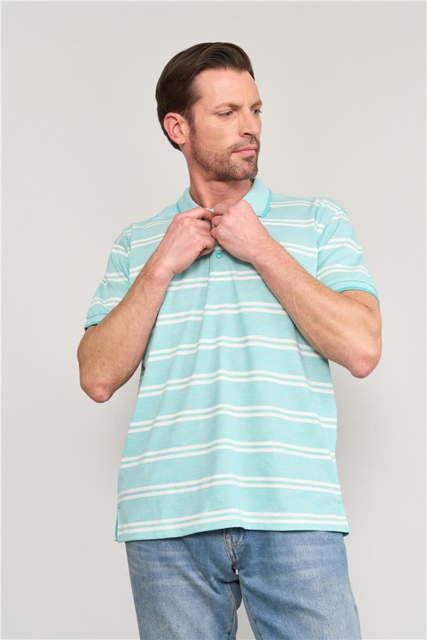 Chester Polo 3941 Erkek Polo Yaka Ringelli 1-1 Pike T-shirt Mint-Beyaz