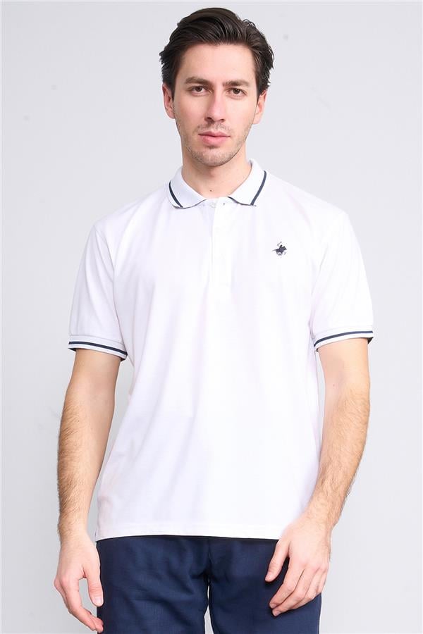 Chester Polo 3953 Erkek Polo Yaka 30/1 Pike T-shirt Beyaz