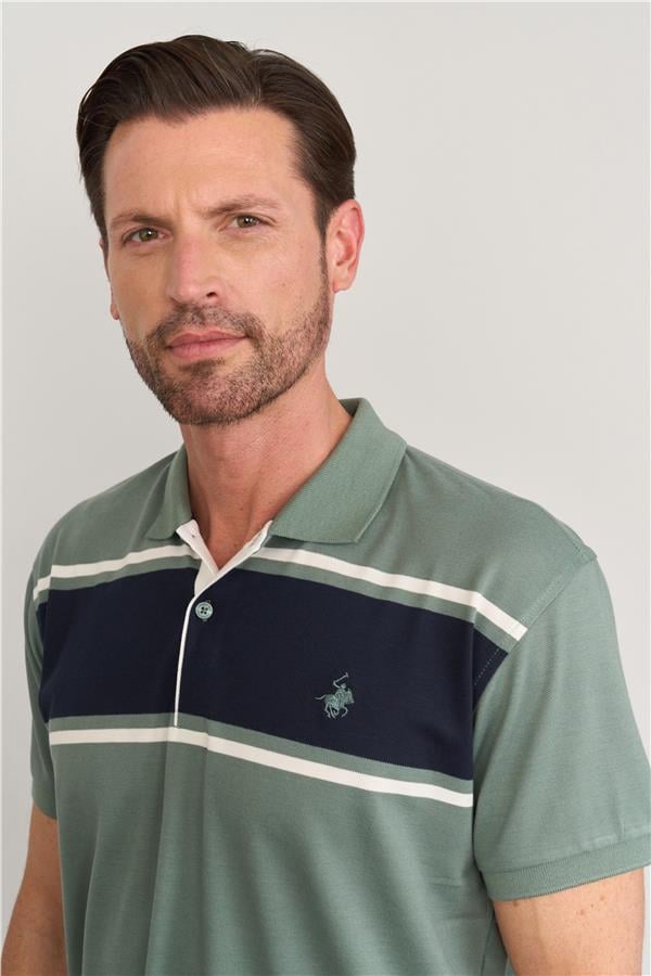 Chester Polo 4110 Erkek Polo Yaka 30/1 Ringelli Pike T-shirt Açık Haki