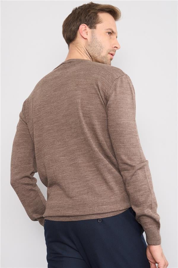 Chester Polo 5087 Erkek Bisiklet Yaka Triko Kazak Koyu Camel
