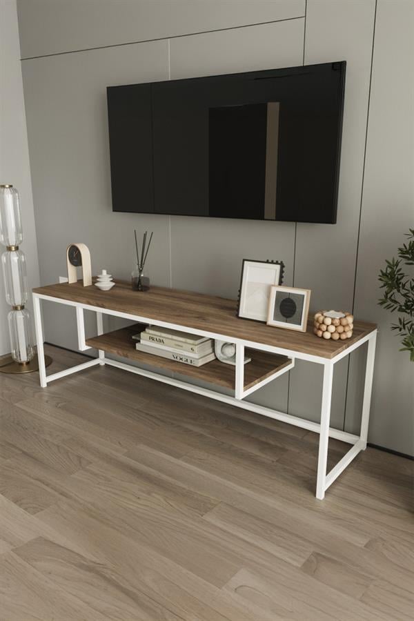 Deconode Arcadia TV Sehpası Beyaz-Kahverengi DN1095BK