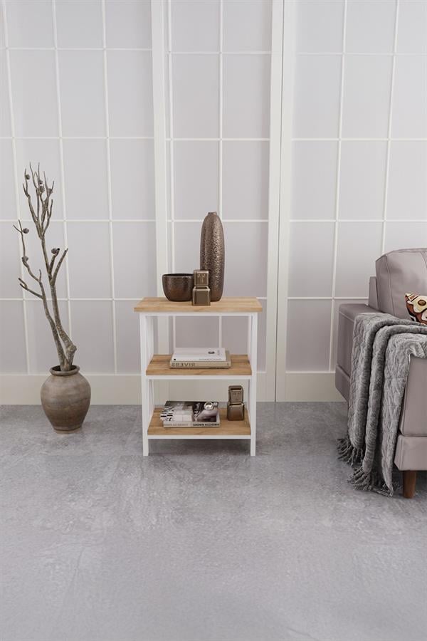 Deconode Classy Yan Sehpa Beyaz-Çam DN1048BÇ