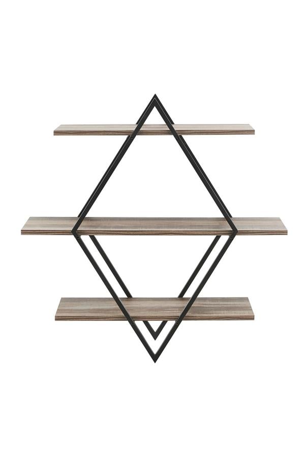 Deconode Diamond Duvar Rafı Siyah-Kahverengi DN1123SK