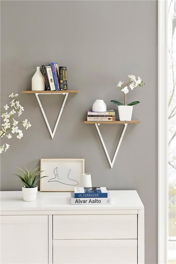 Deconode Ivy İkili Duvar Raf Seti Beyaz-Çam DN1135BÇ