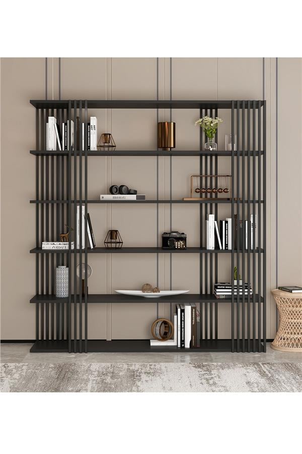 Deconode Luxery Kitaplık Siyah Antrasit DN1020S