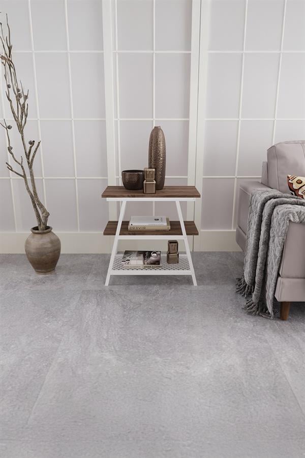 Deconode Marla Yan Sehpa Beyaz-Kahverengi DN1071BK