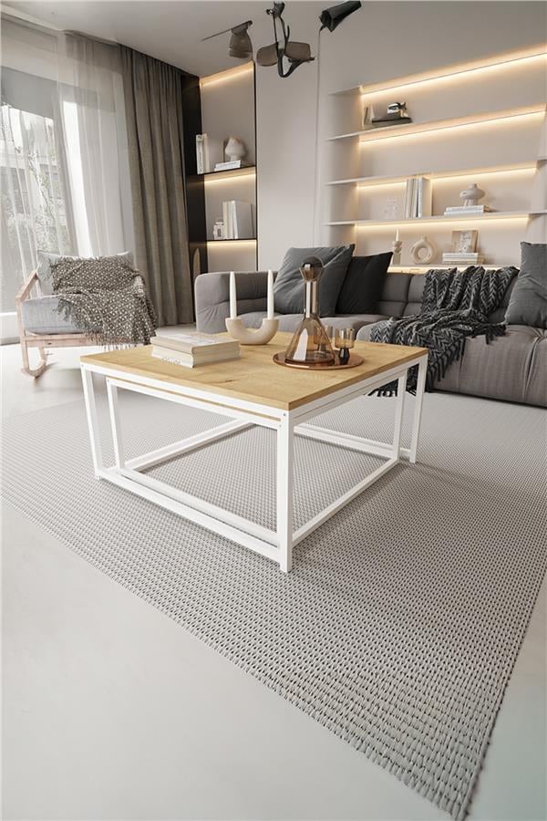 Deconode Prestige 2'li Orta Sehpa Seti Beyaz-Çam DN1116BÇ