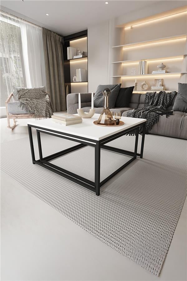 Deconode Prestige 2'li Orta Sehpa Seti Siyah- Beyaz DN1116SB