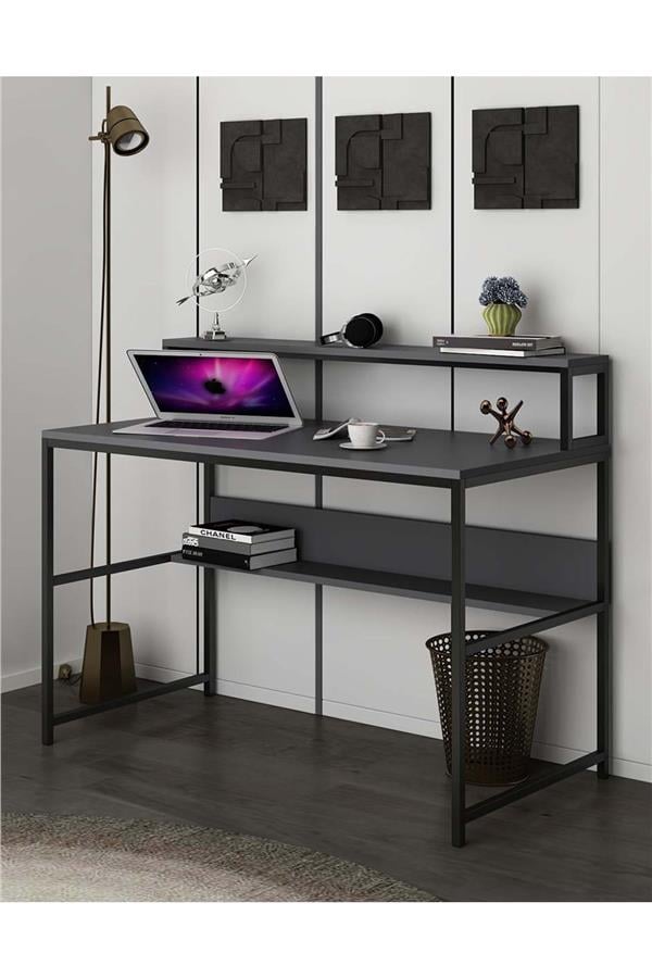 Deconode Trendy Monitör Raflı Çalışma Masası Antrasit DN1106A