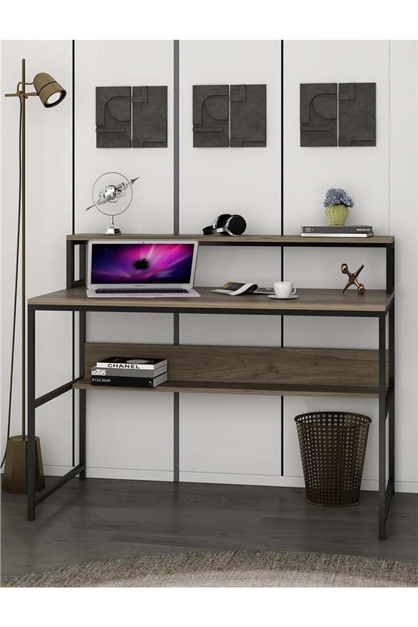 Deconode Trendy Monitör Raflı Çalışma Masası Kahverengi DN1106K