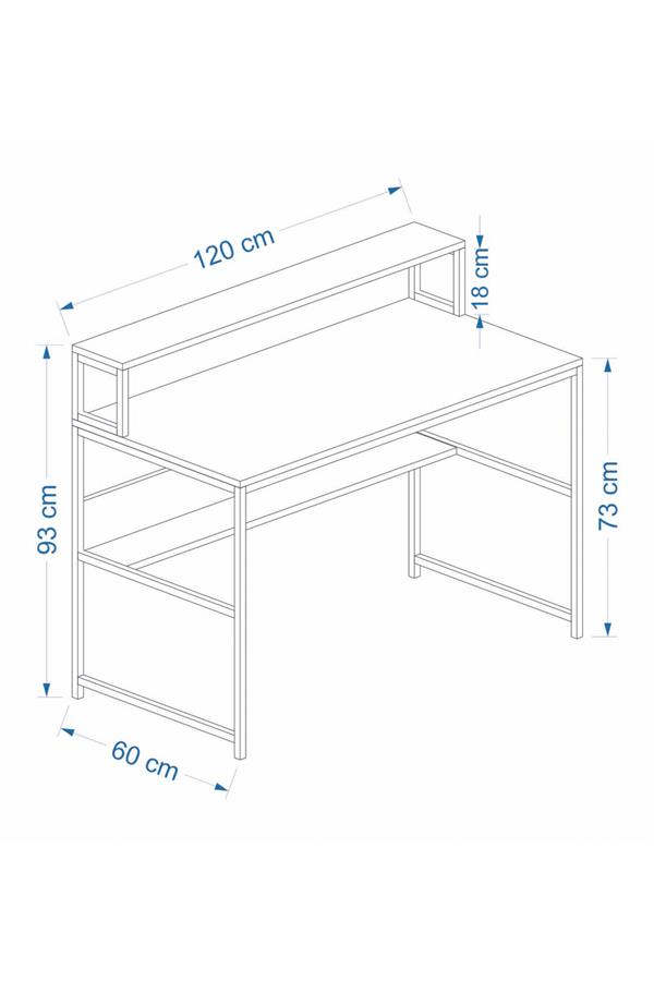 Deconode Trendy Monitör Raflı Çalışma Masası Kahverengi DN1106K