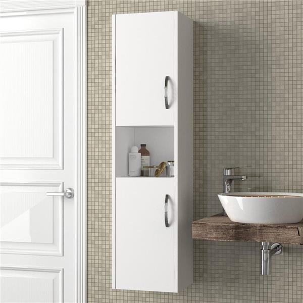Dekorister 2 Kapaklı Asma Banyo Boy Dolabı Beyaz
