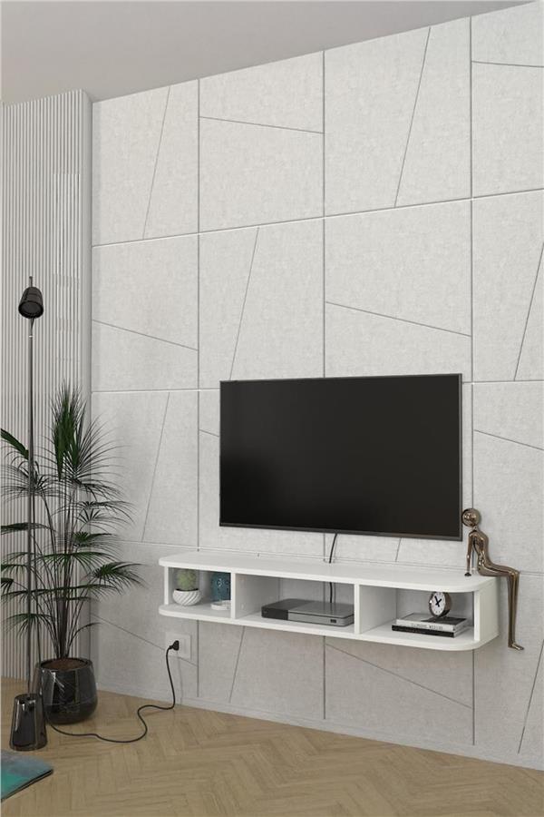 Dekorister Bask Tv Sehpası Beyaz 120 cm