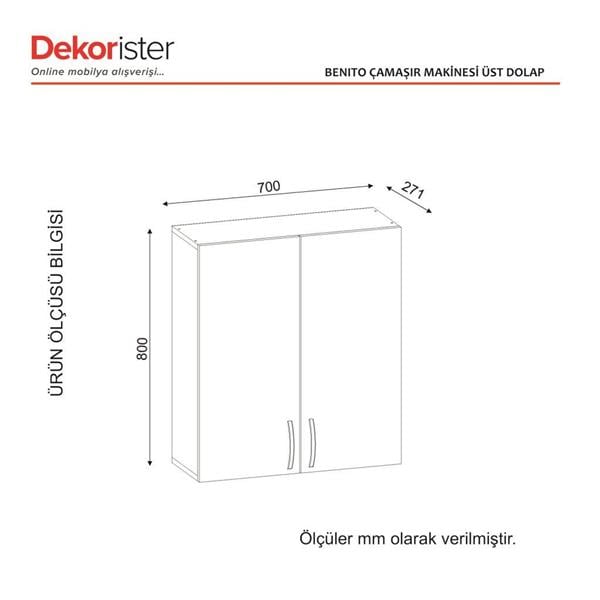 Dekorister Benito Çamaşır Makinesi Üst Dolabı Beyaz